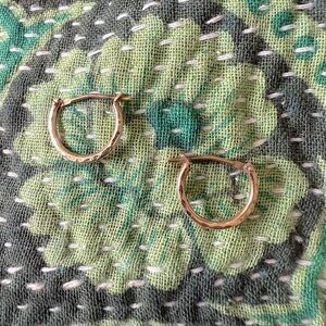 Women's or Girl's Tiny 14k Gold Hammered Snap Down Hoops